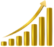 Golden financial diagram with an arrow Ascending, Signifying Upward Growth and Prosperity