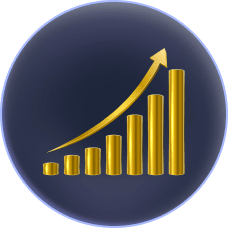 Golden financial diagram with an arrow Ascending, Signifying Upward Growth and Prosperity