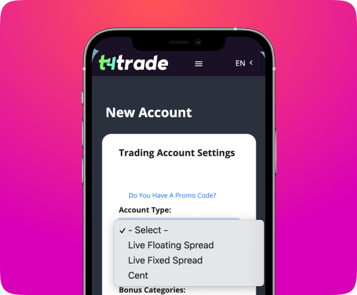 Trading on the Go: Mobile Phone with Account Selection, Elevate Your Experience with our Intuitive Trading App.