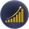 Golden financial diagram with an arrow Ascending, Signifying Upward Growth and Prosperity