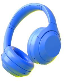 Blue headphones on a black background