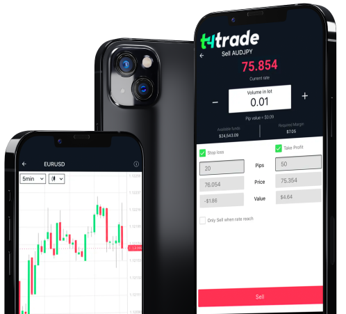 A person using the trading app on their iPhone and iPhone X to monitor and execute trades