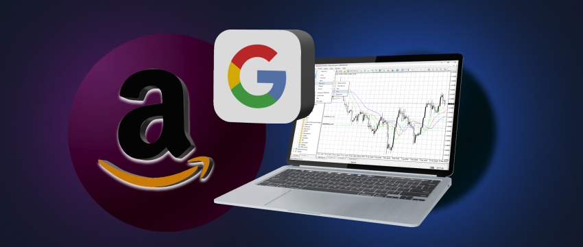 Ordenador portátil con gráfico lineal en pantalla que muestra los datos de ventas del último trimestre. Negociación de acciones CFD con plataforma MT4