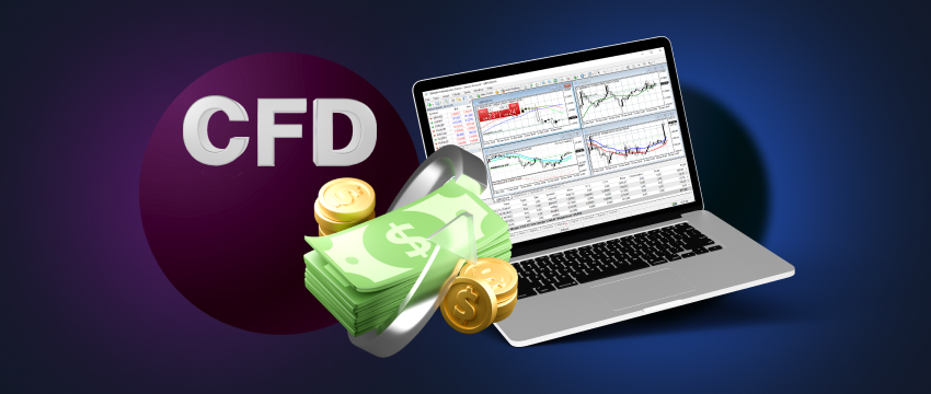 A laptop displaying MT4 software, illustrating how to make money with CFD trading.