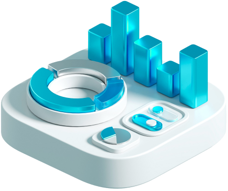 Icon depicting a blue and white bar graph, symbolizing data analysis for scalping traders in financial markets.