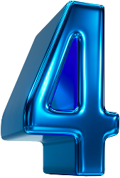 Un numéro quatre bleu vibrant, illustrant une étape cruciale dans le guide "Choisissez votre style de trading en 6 étapes simples".