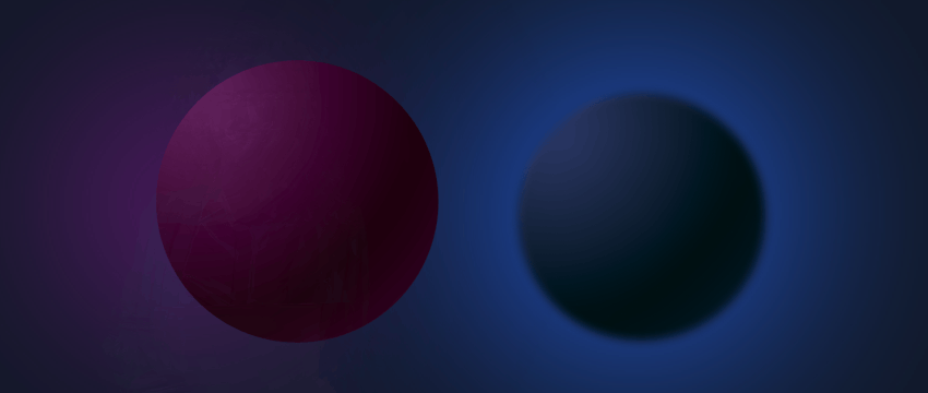 Two colorful circles glowing in the dark, symbolizing success in forex trading, with a smiling woman in the background.