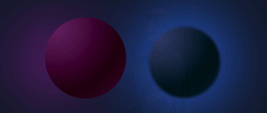 Two circles with a black background, illustrating concepts related to trading and market strategies.