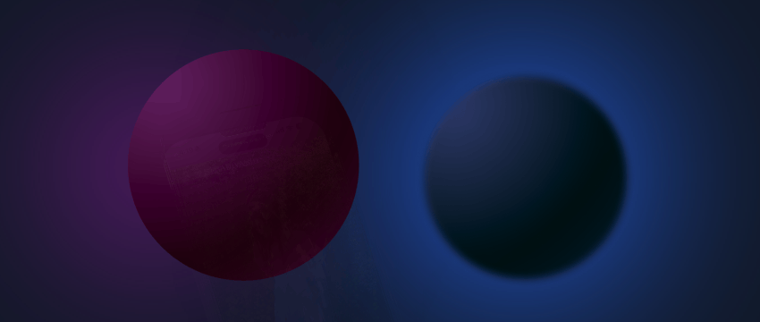 Two vibrant circles illuminated against a dark background, clothing advertising online clothing purchases.
