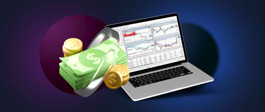 Analyse du trading Forex sur un ordinateur portable utilisant MetaTrader 4, illustrant des méthodes pour générer des revenus grâce au trading.