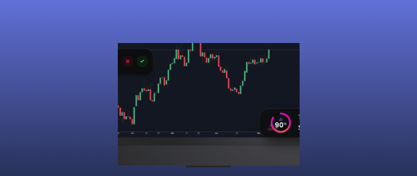 Screenshot of a trading app on a phone displaying MetaTrader 4 for forex and stock market analysis.